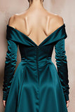 Off The Shoulder A-Line Dark Green Maxi Evening Dress