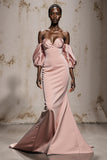 Mermaid Light Pink Off The Shoulder Evening Dress