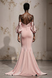 Mermaid Light Pink Off The Shoulder Evening Dress