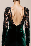 Mermaid Velvet Deep V-Neck Dark Green Evening Dress