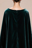 Velvet Dark Green Maxi Evening Dress with Cloak