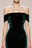 Mermaid Off The Shoulder Velvet Dark Green Evening Dress