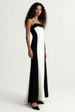 Black and White A-Line Spaghetti Straps Formal Dress