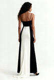 Black and White A-Line Spaghetti Straps Formal Dress