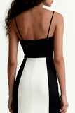 Black and White A-Line Spaghetti Straps Formal Dress
