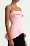 Strapless Black and Pink A-Line Long Formal Dress