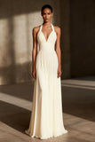 Ivory Halter A-Line Maxi Dress