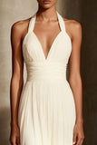 Ivory Halter A-Line Maxi Dress