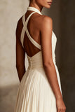 Ivory Halter A-Line Maxi Dress