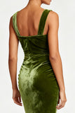 Mermaid Velvet Olive Ruched Evening Dress