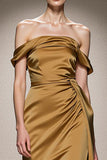 Yellow Off The Shoulder Satin Mermaid Evening Dress