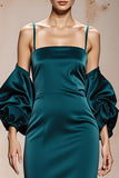 Mermaid Peacock Blue Cold Shoulder Evening Dress