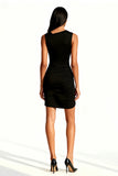 Black Ruched Bodycon V-Neck Mini Dress