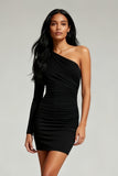 One Shoulder Bodycon Black Mini Dress