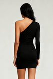 One Shoulder Bodycon Black Mini Dress