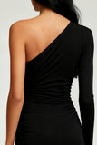One Shoulder Bodycon Black Mini Dress