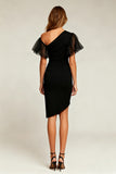 Black Bodycon One Shoulder Asymmetrical Mini Dress