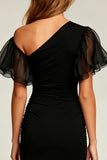 Black Bodycon One Shoulder Asymmetrical Mini Dress