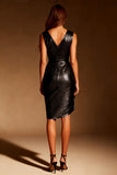 Gillter Black Bodycon V-Neck Cocktail Dress