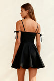 Black Spaghetti Straps A-Line Mini Dress