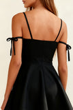 Black Spaghetti Straps A-Line Mini Dress