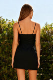 Black Spaghetti Straps Bodycon Mini Dress With Bows