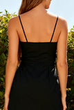 Black Spaghetti Straps Bodycon Mini Dress With Bows