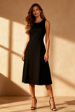 Simple Black A-Line Midi Dress
