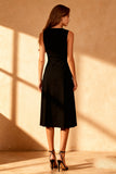 Simple Black A-Line Midi Dress