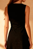 Simple Black A-Line Midi Dress