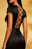 Mermaid Black Midi Dress With Ruffles