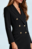 Black Peak Lapel Double Breasted Blazer Dress