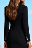 Black Peak Lapel Double Breasted Blazer Dress