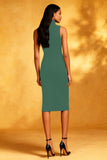 Black High Neck Sheath Midi Dress