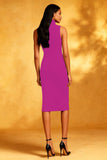 Black High Neck Sheath Midi Dress