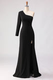 Black One Shoulder Mermaid Mother of the Bride Dress