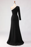 Black One Shoulder Mermaid Mother of the Bride Dress