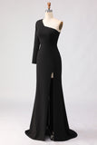 Black One Shoulder Mermaid Mother of the Bride Dress
