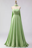Strapless A Line Green White Polka Dot Bridesmaid Dress