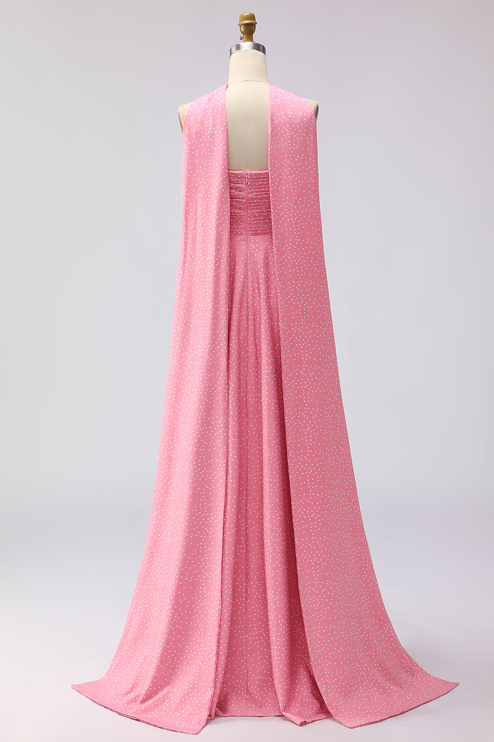 Berylove Women Strapless A Line Bridesmaid Dress Ruched Pink White Polka Dot Maxi Wedding Guest Dress, Pink White Dot / US4 Berylove Women Strapless A Line Bridesmaid Dress Ruched Pink White Polka Dot Maxi Wedding Guest Dress, Pink White Dot / US4