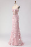 Sparkly Blush Mermaid Corset Prom Dress