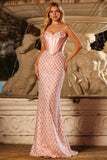 Mermaid Sweetheart Blush Sequin Corset Prom Dress