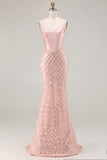 Mermaid Sweetheart Blush Sequin Prom Dress With Beadings