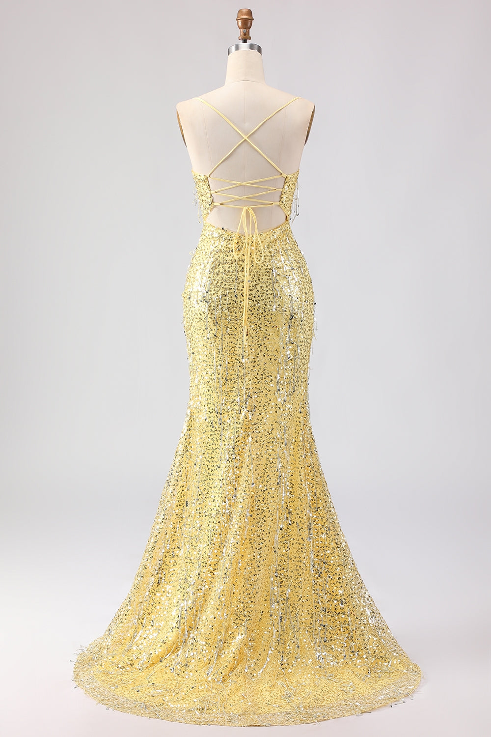 Berylove Women Sparkly Pink Prom Dress with Slit Mermaid Spaghetti Straps Maxi Party Dress with Sequins, Yellow / US26W Berylove Women Sparkly Pink Prom Dress with Slit Mermaid Spaghetti Straps Maxi Party Dress with Sequins, Yellow / US26W