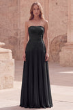 Strapless Yellow A Line Appliqued Maxi Prom Dress