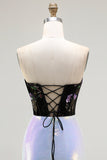Sparkly Black Lilac Strapless Mermaid Prom Dress With Lace Up Back