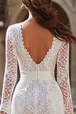 Ivory Lace Sheath Long Sleeves Midi Engagement Dress