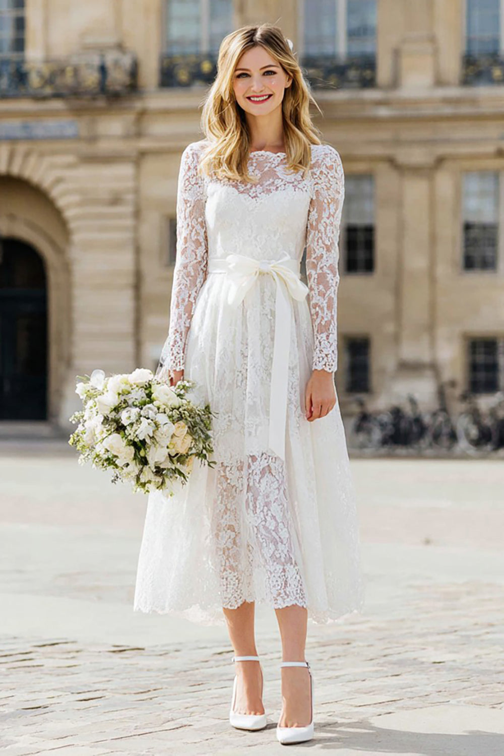 Berylove Women Ivory Rehearsal Dinner Dress Lace A-Line Midi Bridal Shower Dress with Long Sleeves, Ivory / US22W Berylove Women Ivory Rehearsal Dinner Dress Lace A-Line Midi Bridal Shower Dress with Long Sleeves, Ivory / US22W