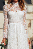 Ivory Lace A-Line Maxi Wedding Dress With Long Sleeves