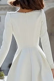 Simple A-Line Ivory Satin V-Neck Bridal Shower Dress